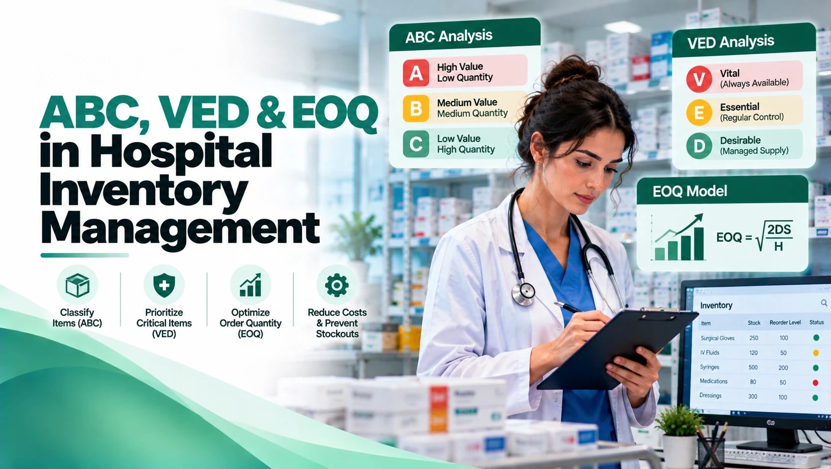 ABC, VED & EOQ Analysis in Hospital Inventory (With Worked Examples)