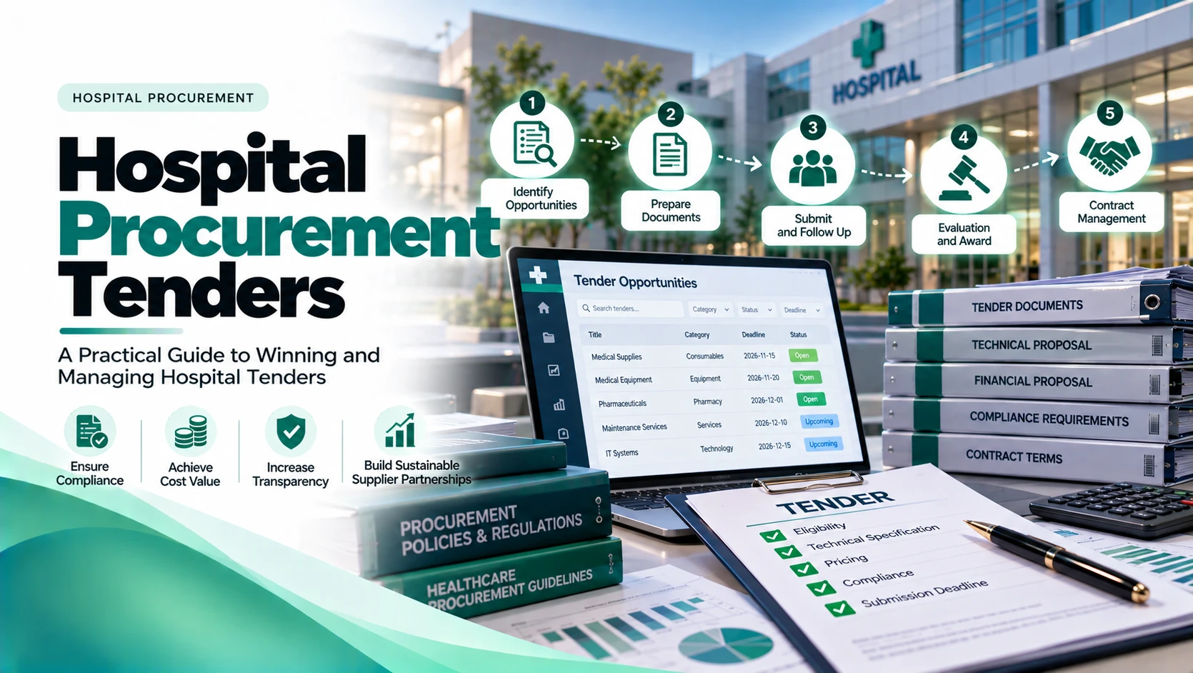 إدارة المشتريات والمناقصات في المستشفيات: من طلب الشراء حتى تقييم المورد